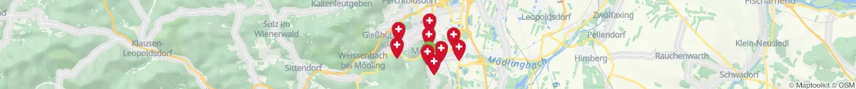 Kartenansicht für Apotheken-Notdienste in der Nähe von Mödling (Mödling, Niederösterreich)